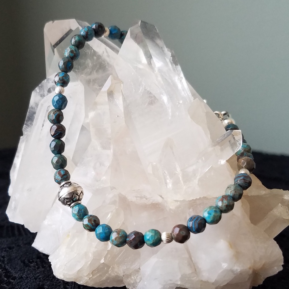 Handmade Blue Calsilica and Sterling Bracelet